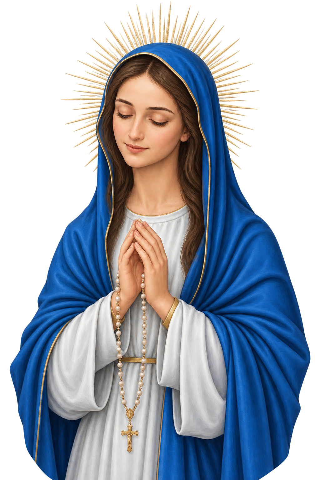 La Vierge Marie en prière, tenant un chapelet
